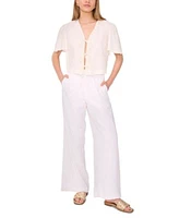 1.State Womens Tie Front Flutter Sleeve Top Wide Leg Pants