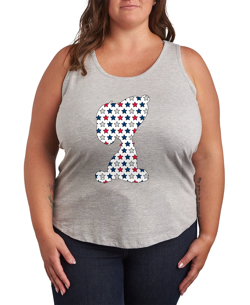 Hybrid Apparel Plus Peanuts Americana Snoopy Graphic Crew Neck Tank T-Shirt