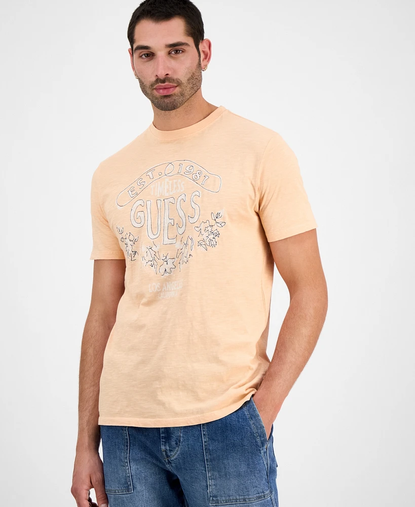 Guess Men's Timeless Short Sleeve Embroidered Logo Graphic T-Shirt