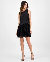 Sam Edelman Women's Mixed-Media Sleeveless Pleated Dress
