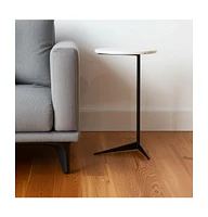 Luxurious Round Marble End Table with Sleek Metal Base