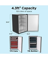 SnowLion Premium 122L Solid Door Mini Fridge 4.3 Cu.ft. Freestanding Under-Counter Mini Refrigerator in Black