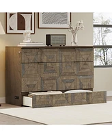 Full-Size Farmhouse Murphy Bed with Drawer & Charger