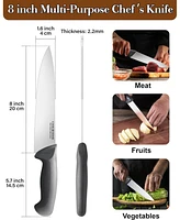 Cook N Home Multi-Purpose 8-Inch Straight Edge High Carbon Stainless Steel Sharp Chef's Knife ,Ergonomic Handle, Black