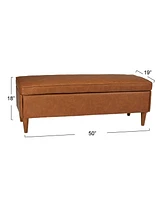 Creative Co-op 19" Solid Wood Atley Upholstered Modern Bench