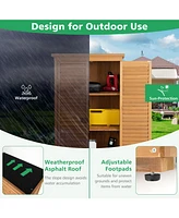 Outdoor Wooden Garden Tool Storage Cabinet