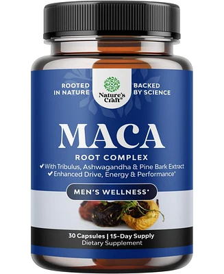 Maca Root Complex for Men | Herbal Supplement with Siberian Ginseng Ashwagandha & Black Maca Roots for Men's General Health | 30ct