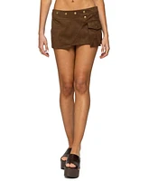 Edikted Women's Asymmetric Studded Faux Suede Mini Skort