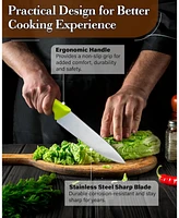 Cook N Home 8-Inch Chef's Knife Multi-Purpose Straight Edge High Carbon German Stainless Steel Sharp Kitchen Knife, Ergonomic Handle, Green