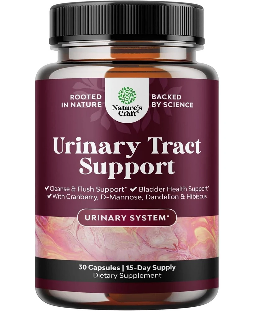 Urinary Tract Support Supplement | High Potency D-Mannose with Cranberry Juice Powder & Dandelion for Urinary Tract Health | 30ct