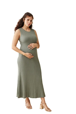 Ingrid + Isabel Maternity Paris Midi Sweater Dress Agave Xs