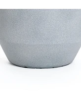 LuxenHome Minimalistic Modern Gray 13.8-Inch Tall Round Tapered MgO Planter