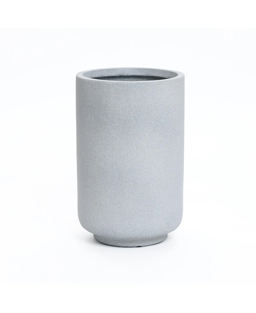 LuxenHome Minimalistic Modern Gray 19.3-Inch Tall Round MgO Planter