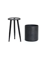 LuxenHome Set of 2 Black Dimpled Metal Cachepot Planters with Black Metal Legs