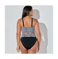 Swimsuits for All Plus Bra Tie Front Longline Underwire Bikini Top