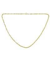 Bling Jewelry Thin 2.5MM Singapore Twist Rope Chain Necklace Yellow Gold Plated Stainless steel