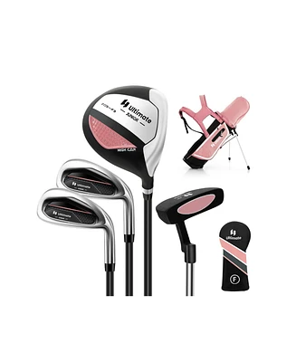 Junior Complete Golf Club Set Right Hand with Rain Hood for Kids-Pink