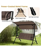 3-Seat Outdoor Porch Swing with Adjustable Canopy and Padded Cushions