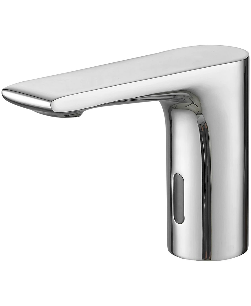 Battery Powered Touchless Single Hole Bathroom Faucet With Temperature Mixing Valve In Polished Chrome