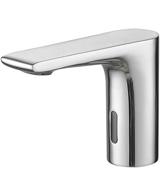 Battery Powered Touchless Single Hole Bathroom Faucet With Temperature Mixing Valve In Polished Chrome