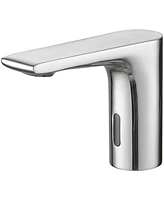 Battery Powered Touchless Single Hole Bathroom Faucet With Temperature Mixing Valve In Polished Chrome