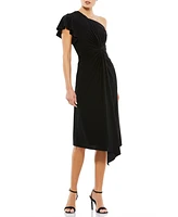 Mac Duggal Women's One Shoulder Midi Length Jersey Dress