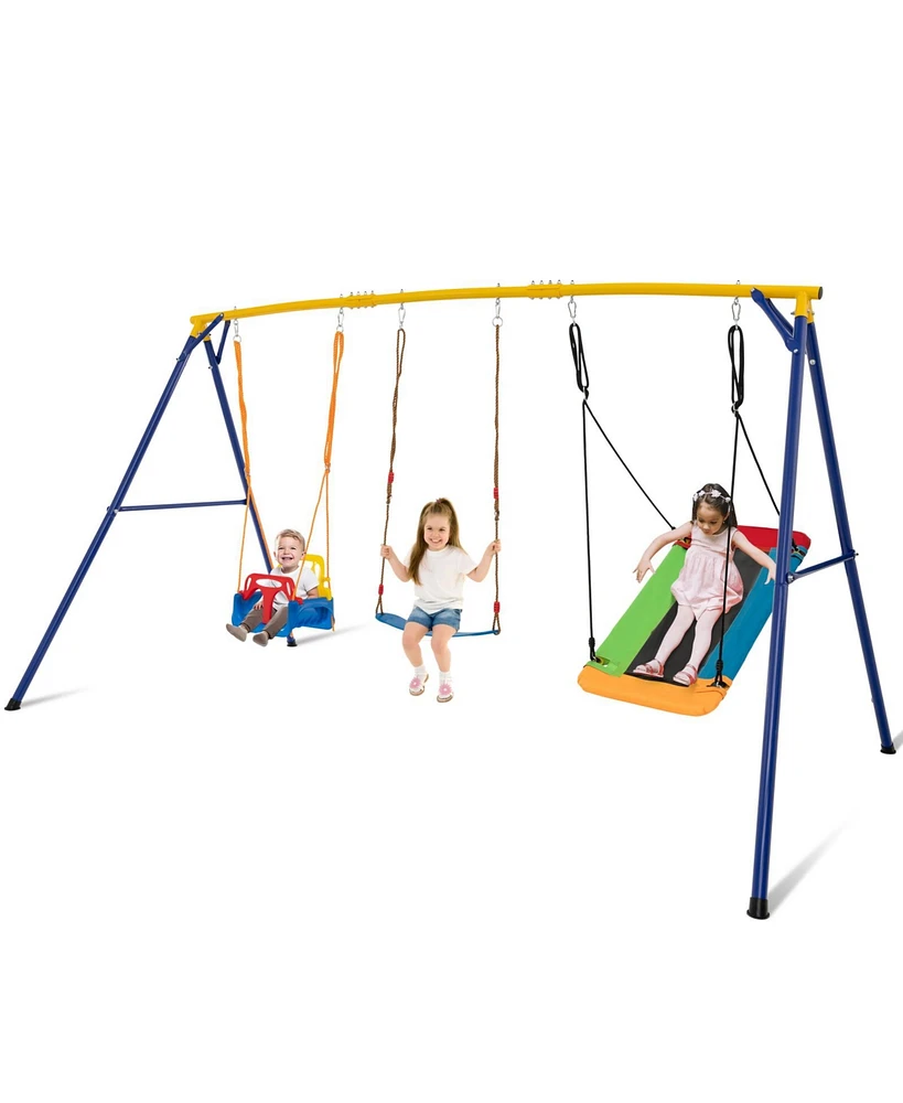660 Lbs Heavy Duty Carbon Steel Swing Frame with 3 Swings