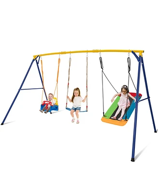 660 Lbs Heavy Duty Carbon Steel Swing Frame with 3 Swings