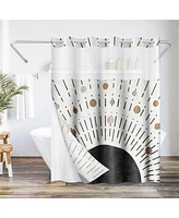 Americanflat 72x75 Hookless Shower Curtain - Abstract Black Bronze Shower Curtain with Sheer Panel, Snap-In Liner, and Grommets - 100% Polyester