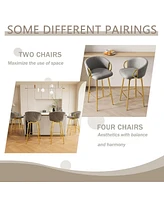 Set of 2 Modern 30 Inch Swivel Bar Stools with Upholstered Seats and Metal Legs Stylish Counter Height Chairs for Kitchen Dining or Home Bar-The Pop H