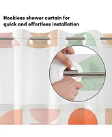 Americanflat 72x75 Hookless Shower Curtain - Abstract Shower Curtain with Sheer Panel, Snap-In