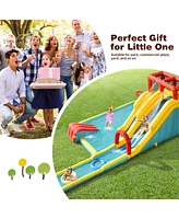 7-in-1 Inflatable Dual Slide Water Park Bounce House With 680W Blower