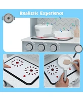 Pretend Play Kitchen Wooden Toy Set for Kids with Realistic Light and Sound