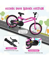 18 Inch Led Lighted Kids Bike with Training Wheels and Headlight for Ages 4-8 Years