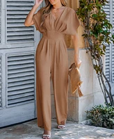 Cupshe Women's V-Neck Short Sleeve Straight Leg Jumpsuit