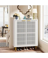 Tribesigns 6-Tier Shoe Cabinet with Shutter Doors, Modern Freestanding Organizer Adjustable Shelves, Large Wooden Storage Cabin
