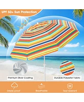 Gymax 6.5 Ft Patio Portable Beach Adjustable Umbrella