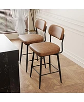 Set of 2 Swivel Bar Stools with Leather Cushions and Metal Frame Modern 360 Degree Rotating Counter Height Chairs for Kitchen or Restaurant-The Pop Ho