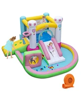 Inflatable Bounce House Bouncy Castle with Slide and Obstacle and Ball Pit without Blower