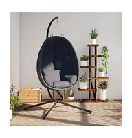 Hanging Egg Chair with Stand Anthracite Fabric and Steel