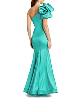 Mac Duggal Women's Off the Shoulder Bustier Satin Mermaid Gown