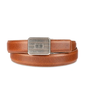 Tommy Hilfiger Men's Engine Turned Plaque Buckle Belt