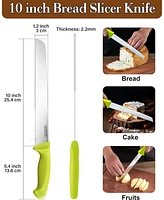 Cook N Home 10-Inch Bread Slicer Knife,Wavy Serrated High Carbon German Stainless Steel Sharp Kitchen Knife, Ergonomic Handle