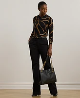 Lauren Ralph Petite Belting-Print Cotton-Blend Sweater