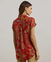 Lauren Ralph Petite Relaxed-Fit Floral Short-Sleeve Shirt
