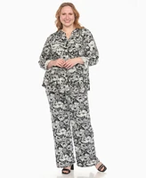 White Mark Plus 2-Piece Floral Print Tunic Top and Pants Set