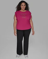 Karl Lagerfeld Paris Plus C'est La Vie Extended-Shoulder Top