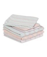 Design Imports Assorted Daisy Dobby Cotton Dishtowel and Dishcloth, Set of 6