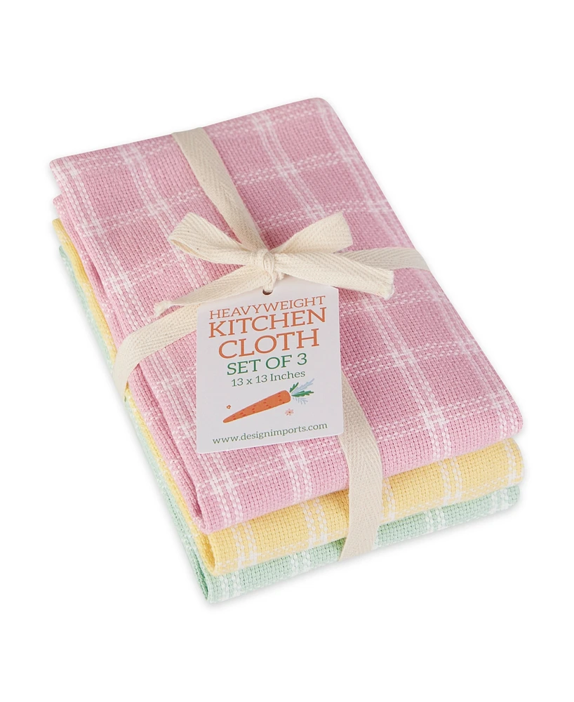 Design Imports Spring Windowpane Plaid Heavyweight Dishcloth, Set of 3
