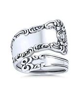 Bling Jewelry Boho Bypass Spoon Band Silver Ring Oxidized Sterling Adjustable